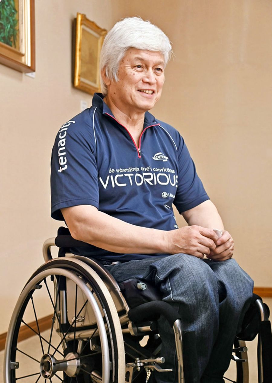 41年後の今も現役の車いすバスケットボール選手である原雅弘(高知新聞社=森本敦士撮影)