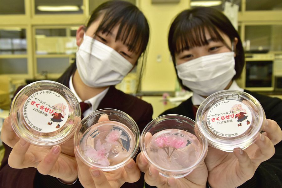 佐川高校生が復刻させた桜ゼリー(佐川町の同校)