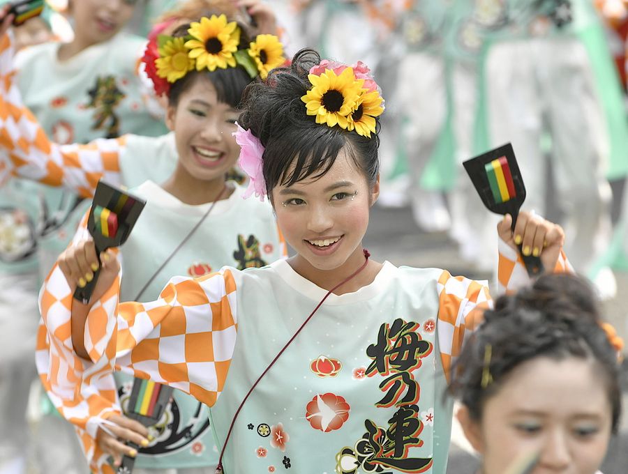 ２０１６年の梅乃連（梅ノ辻町内会踊り子連）。今年は不出場となった