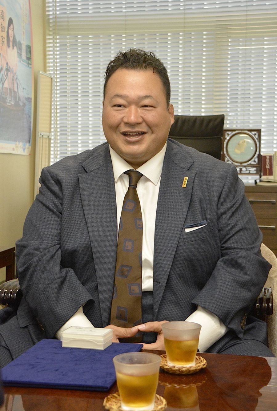 高知県スポーツ大使の委嘱を受けた豊ノ島さん（東京都千代田区）