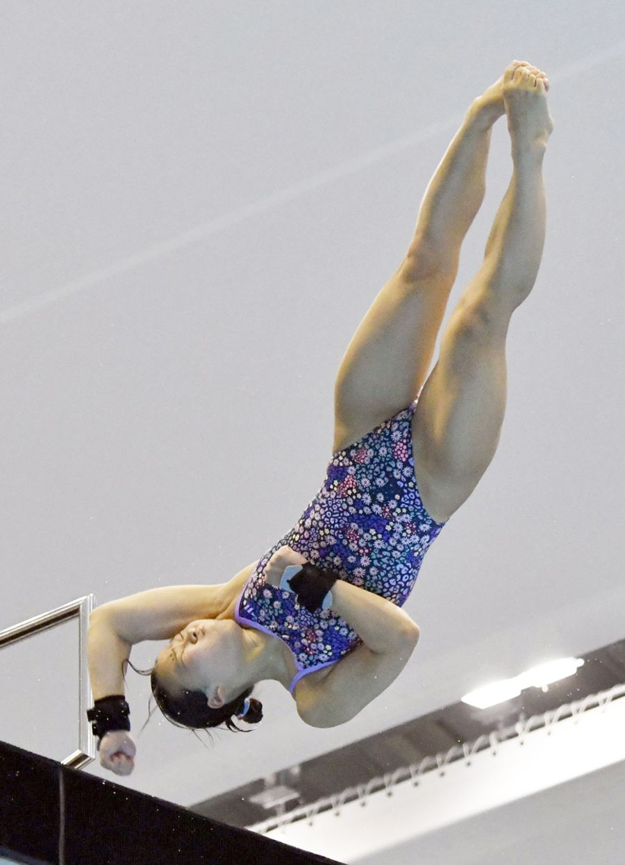 【女子高飛び込み決勝】高難度の技を成功させ、３位に入った山崎佳蓮（宇都宮市の日環アリーナ栃木）