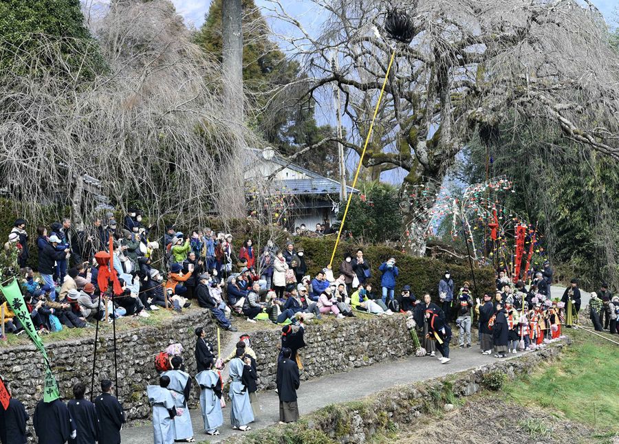 勇壮な鳥毛ひねりで見物客を魅了した秋葉まつり（仁淀川町別枝）