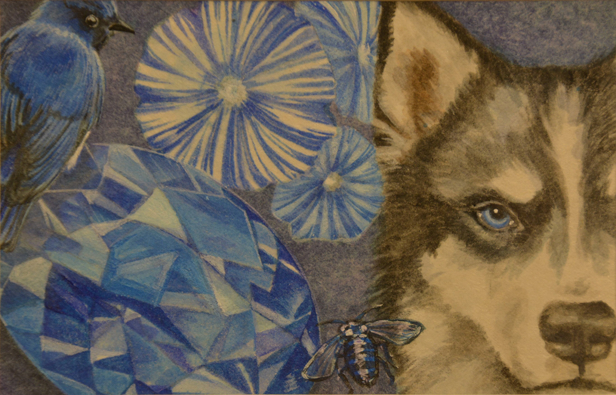 日本画　三枚セット　和紙　青　犬　人物　人 はがき絵展大賞に愛媛県の前田さん 高知県いの町・紙の博物館 | 高知新聞