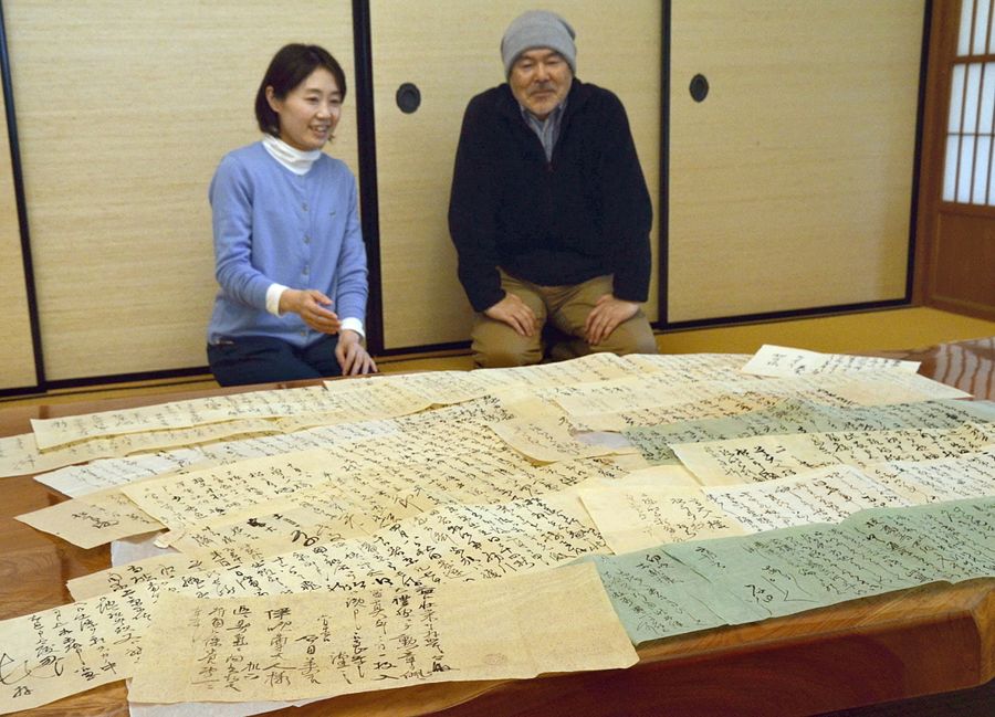 石田英吉の生家から見つかった手紙（安田町の安田まちなみ交流館「和」）