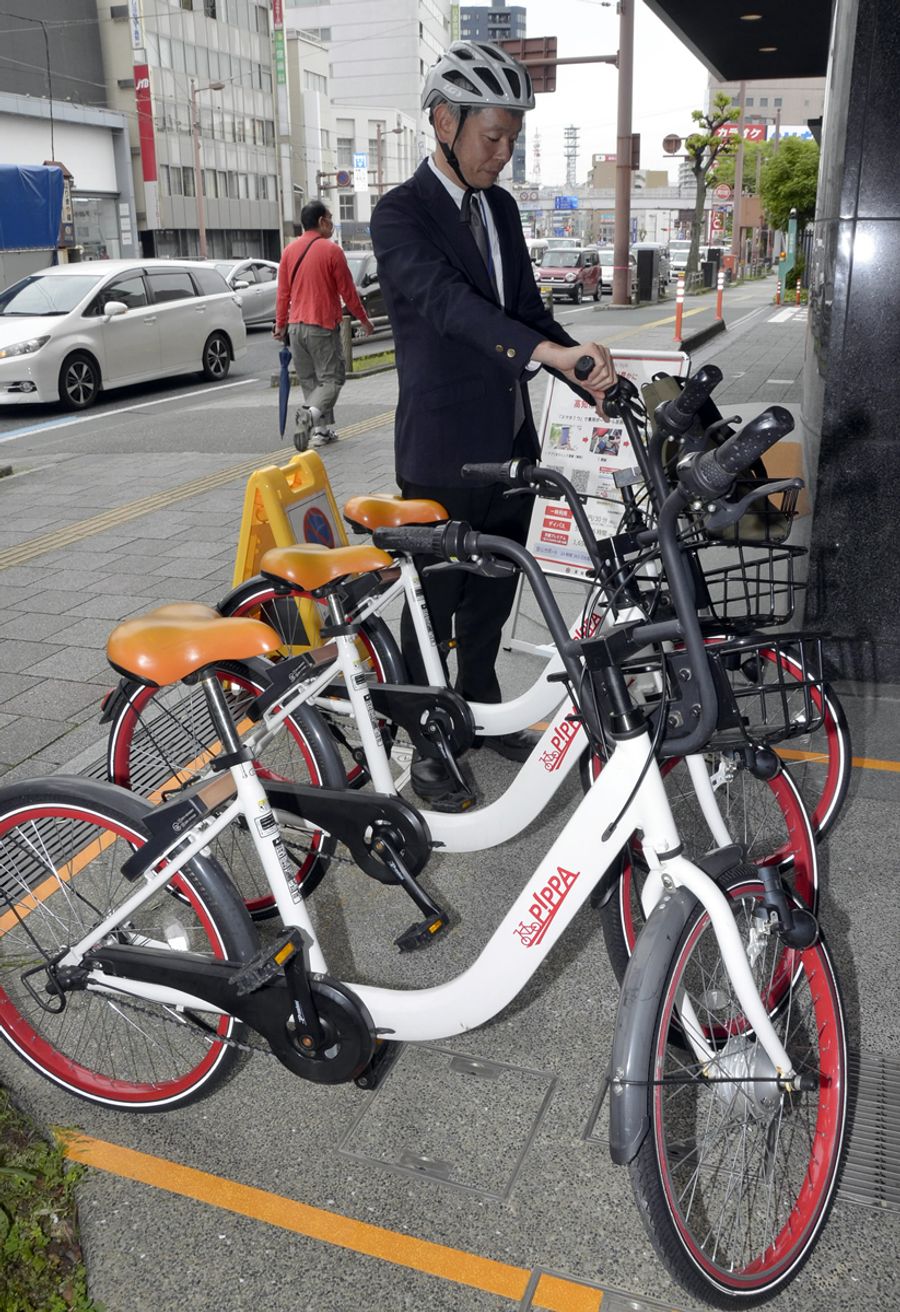 西鉄イン高知はりまや橋に新しくできたシェアサイクルの駐輪場（高知市はりまや町１丁目）