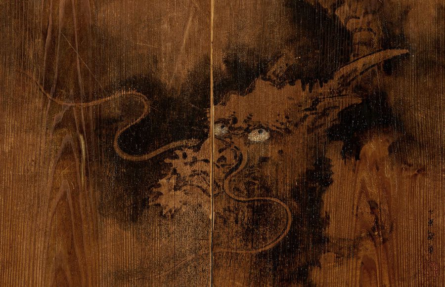 衝立「龍虎図」の龍図（部分）（高知市の国清寺所蔵）