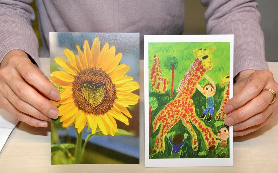 事故で亡くなった畠山大輝さんの絵などをデザインしたポストカード