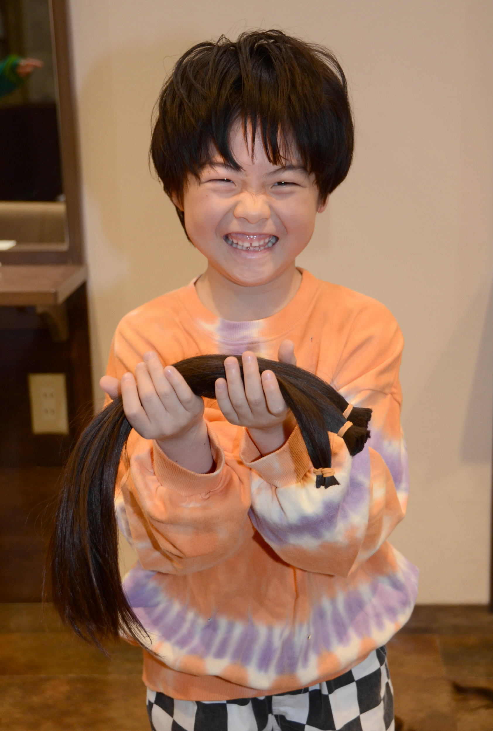蜻蛉さま専用　ベアちゃん 6歳男児がヘアドネーション「困っちゅう人に届いて、笑顔になって