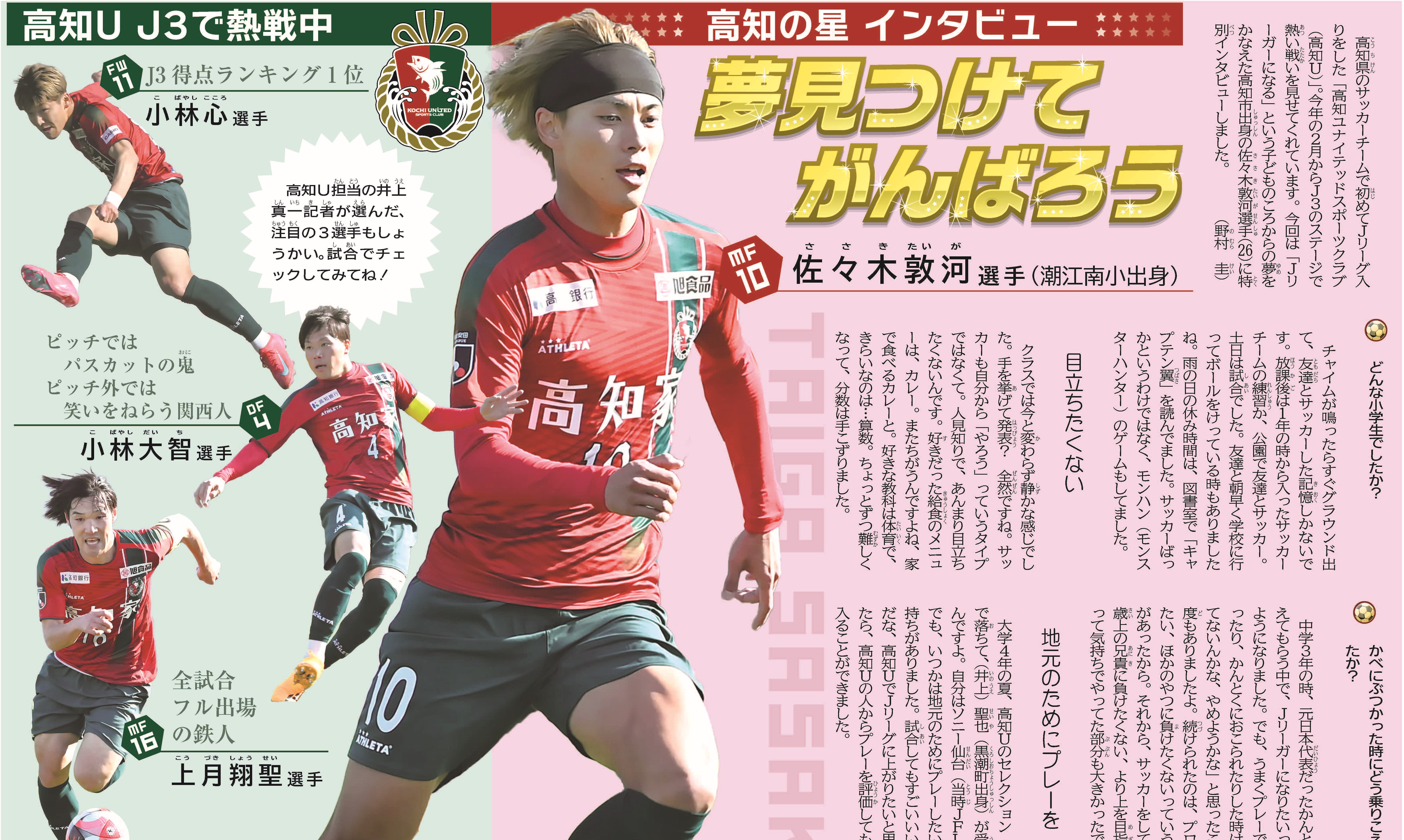 ⚽高知U・佐々木敦河選手にインタビュー | 高知新聞