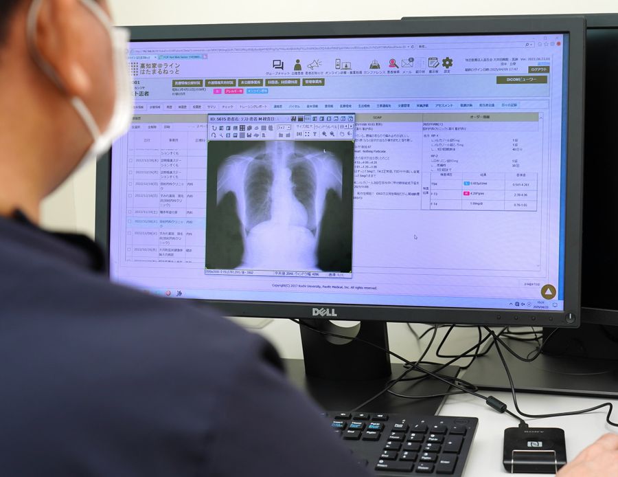 EHRのデモ画面。過去の診療情報が確認できる（宿毛市中央８丁目の大井田病院）