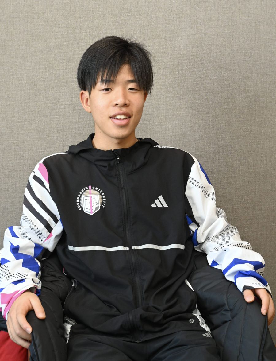 箱根駅伝５区の力走を「１００点満点だと思っています」と振り返る高石樹選手（広島市内）