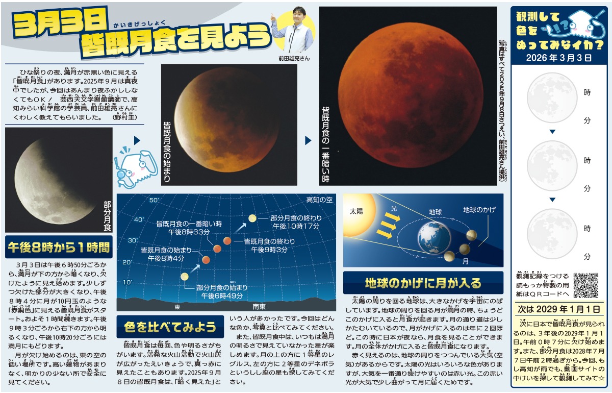 3月3日🌕皆既月食を見よう | 高知新聞