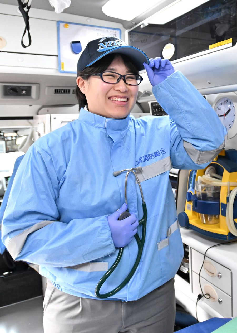 「女性の仲間をどんどん増やしたい」と話す松尾菜花さん（いの町の仁淀消防組合＝河本真澄撮影）